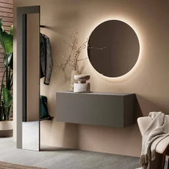 Appendiabiti Grigio con specchio da ingresso disponibile in 3 colori