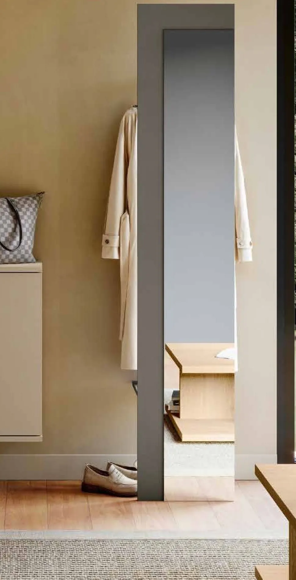 Appendiabiti Grigio con specchio da ingresso disponibile in 3 colori