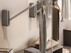 Appendiabiti per armadio Hang a parete, 600-830, Cromato lucido, Acciaio e Tecnoplastica