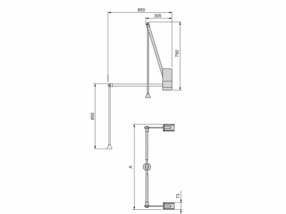 Appendiabiti per armadio Hang a parete, 600-830, Cromato lucido, Acciaio e Tecnoplastica