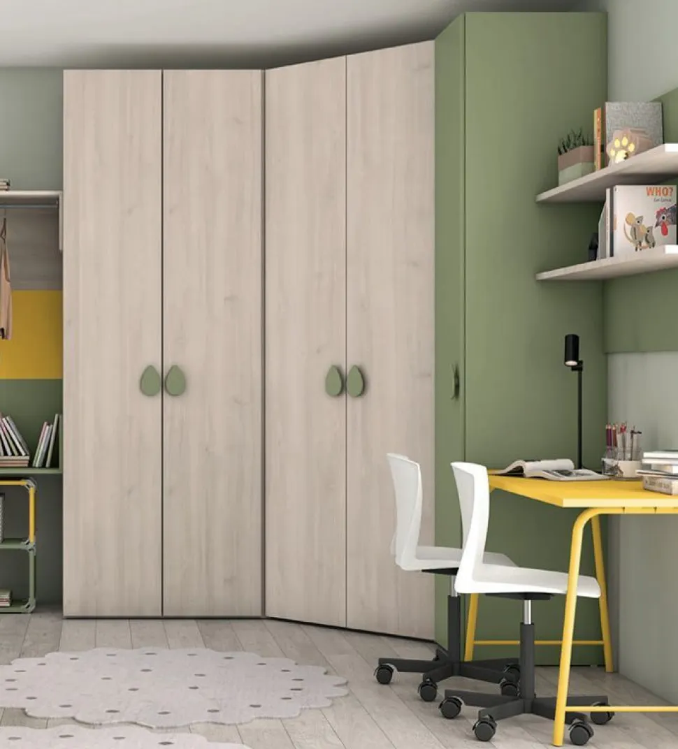 Armadio angolare 5 ante battenti Lucas linea Volo disponibile in 2 misure e vari colori