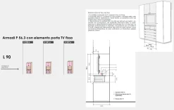 Armadio angolare con ante battenti e vano tv fisso disponibile in 3 misure e vari colori