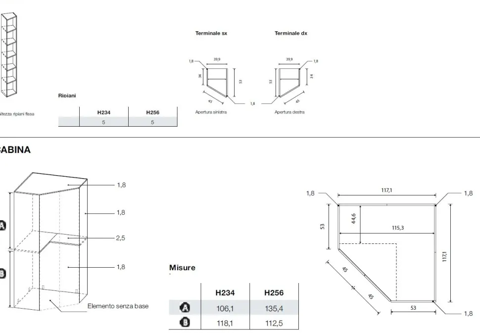 Armadio angolare moderno a ponte con ante battenti e cabina disponibile in 2 misure e vari colori Igor