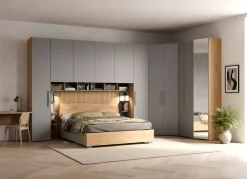 Armadio angolare moderno a ponte con ante battenti e cabina disponibile in 2 misure e vari colori Igor