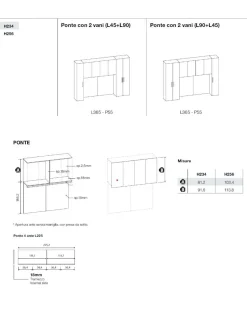 Armadio angolare moderno a ponte con ante battenti e libreria con maniglie in MDF disponibile in 2 misure e vari colori Frida