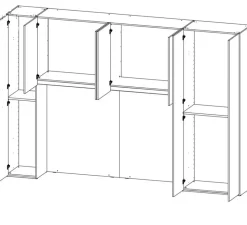 Armadio angolare moderno a ponte con ante battenti e libreria con maniglie in MDF disponibile in 2 misure e vari colori Frida