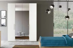 Armadio ante battenti a specchio finitura Rovere componibile disponibile in 6 misure e vari colori linea Bam