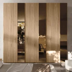 Armadio 6 ante battenti con inserti a specchio Bronzo disponibile in vari colori