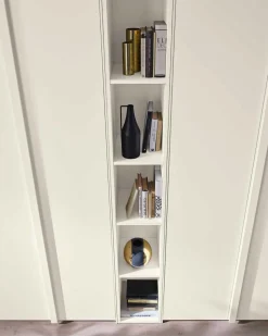 Armadio 6 ante battenti con libreria e maniglia a tutta altezza disponibile in vari colori linea Domino