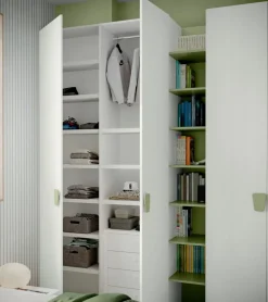 Armadio 5 ante battenti con libreria centrale Sole linea Volo disponibile in 2 misure 15 colori