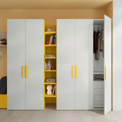 Armadio 5 ante battenti con libreria centrale Sole linea Volo disponibile in 2 misure 15 colori