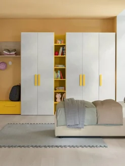 Armadio 5 ante battenti con libreria centrale Sole linea Volo disponibile in 2 misure 15 colori