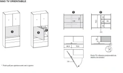 Armadio 8 ante battenti con Porta TV girevole Noce moro e Blu petrolio disponibile in vari colori