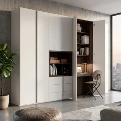 Armadio 8 ante battenti con Zona Smart Working a scomparsa disponibile in vari colori