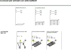 Armadio 5 ante battenti e 4 cassetti Marika linea Volo disponibile in 2 misure e 15 colori