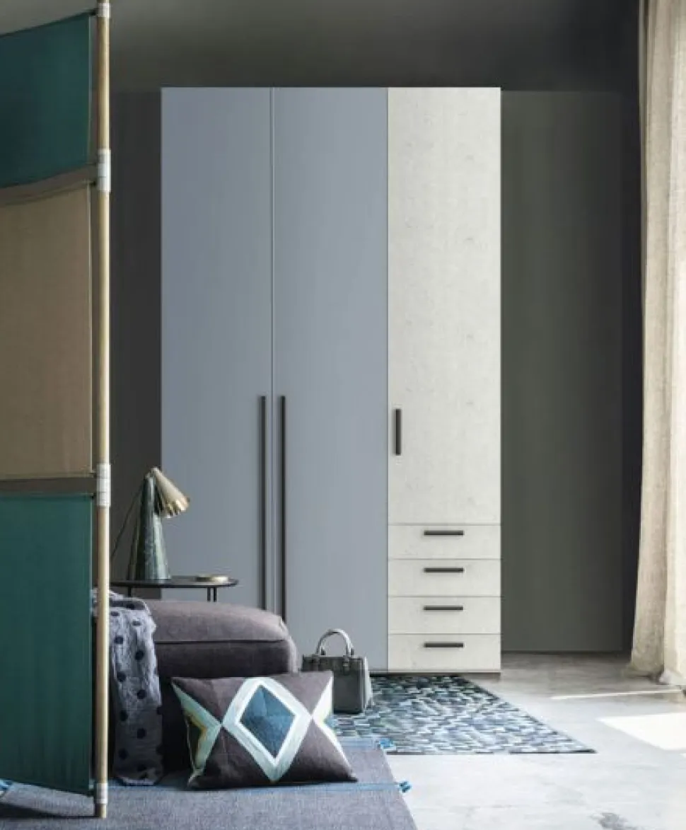 Armadio 3 ante battenti e 4 cassetti Mara linea Volo disponibile in 2 misure e 15 colori