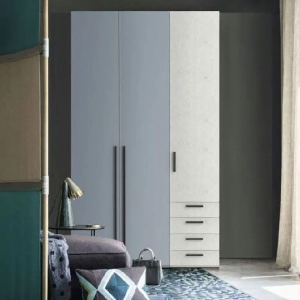 Armadio 3 ante battenti e 4 cassetti Mara linea Volo disponibile in 2 misure e 15 colori
