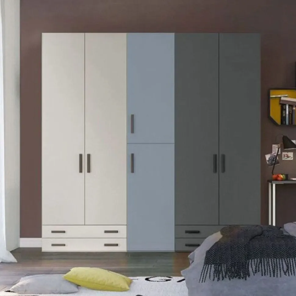 Armadio 6 ante battenti e 4 cassetti Roberta linea Volo disponibile in 2 misure e 15 colori