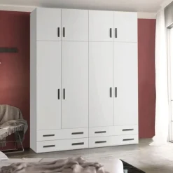 Armadio 8 ante battenti e 4 cassetti Patrik linea Volo disponibile in 15 colori