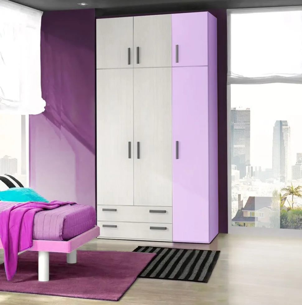 Armadio 6 ante battenti e 2 cassetti Porter linea Volo disponibile in 15 colori