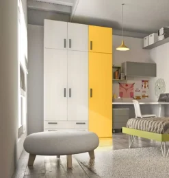 Armadio 6 ante battenti e 2 cassetti Porter linea Volo disponibile in 15 colori