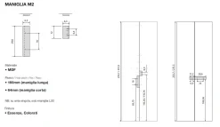 Armadio 4 ante battenti e 2 librerie finitura Rovere e Grigio con maniglia in MDF disponibile in 2 misure e vari colori Polly