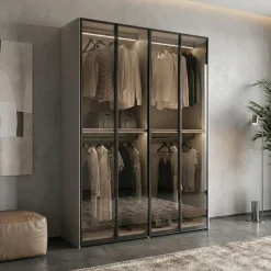Armadio ante battenti in vetro con telaio in alluminio Origin linea New Season