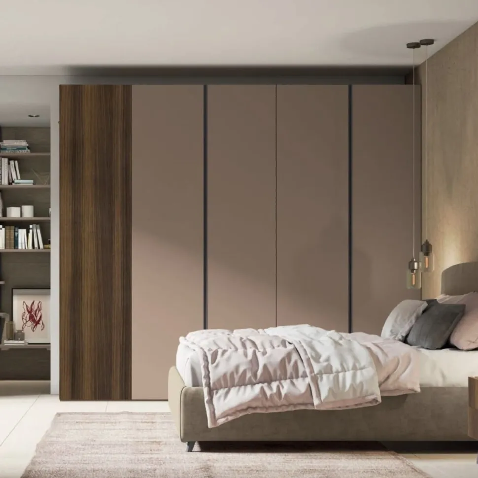 Armadio 4 ante battenti Lucy con libreria terminale linea Lotto disponibile in 21 colorazioni