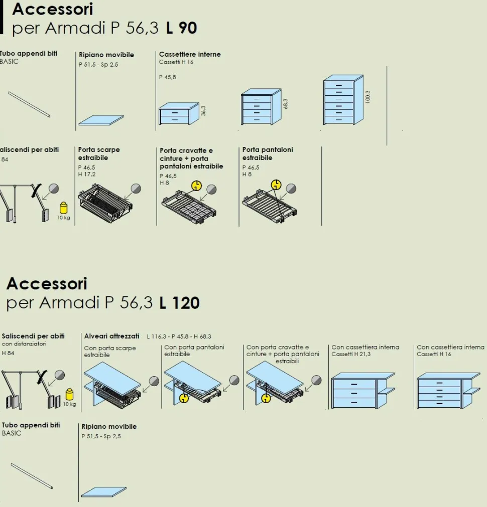 Armadio 6 ante battenti Tosca linea Lotto disponibile in 21 colorazioni