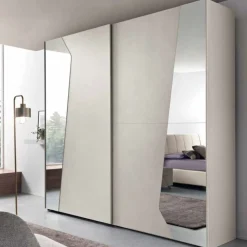 Armadio 2 ante scorrevoli con inserti a specchio Astral linea Domino disponibile in vari colori