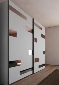 Armadio 2 ante scorrevoli con inserti a specchio Bronzo Parigi linea New Season