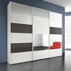 Armadio 3 ante scorrevoli con inserti a specchio Bianco Frassino Loto linea Alba Notte