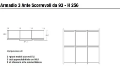 Armadio 3 ante scorrevoli con maniglia a gola Lika disponibile in vari colori