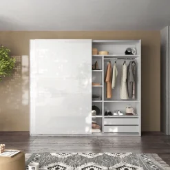 Armadio 2 ante scorrevoli con specchio Gioy linea Chèrie in finitura Bianco Lucido