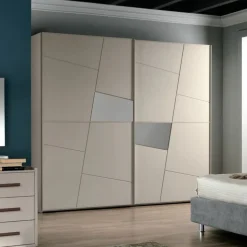 Armadio 2 ante scorrevoli Finitura Cachemire con inserti a specchio Back linea Domino