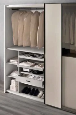 Armadio 2 ante scorrevoli Grigio Londra e Specchio Fumè Lux linea Domino