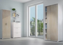 Armadio 2 ante scorrevoli in finitura Bianco e Rovere