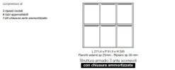 Armadio 3 ante scorrevoli Noce Bianco con inserti a specchio Amber linea Domino