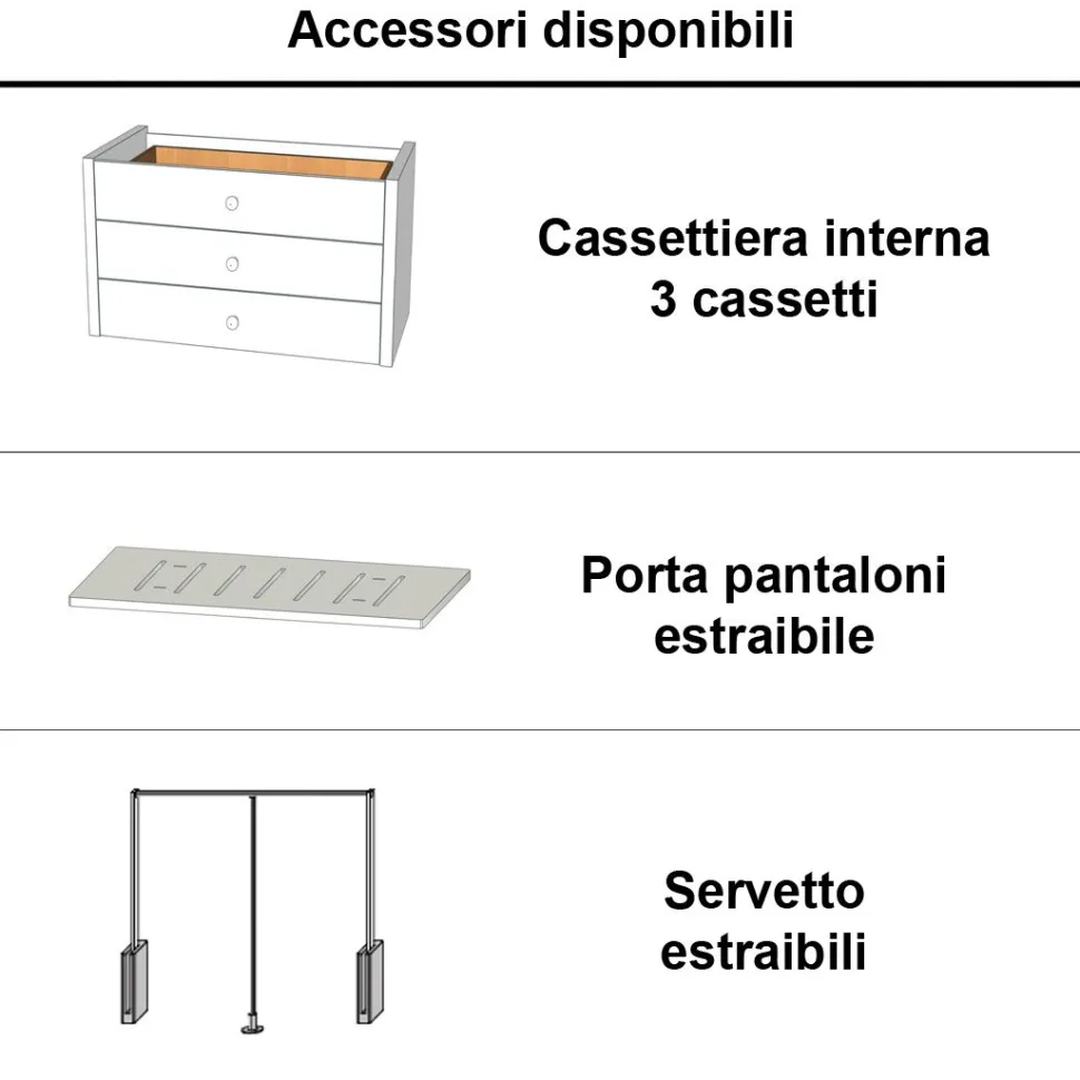 Armadio 3 ante scorrevoli struttura frassino nuvola ed ante Fango con specchio Filo
