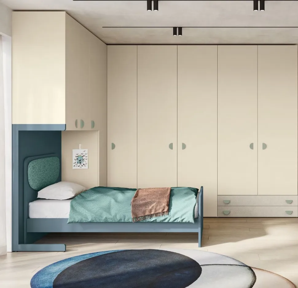 Armadio a Ponte angolare 9 ante con cabina armadio disponibile in vari colori