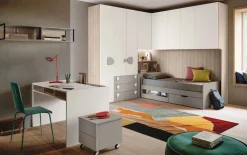 Armadio a ponte angolare salvaspazio in Bianco opaco e Grigio seta disponibile in 2 misure e vari colori