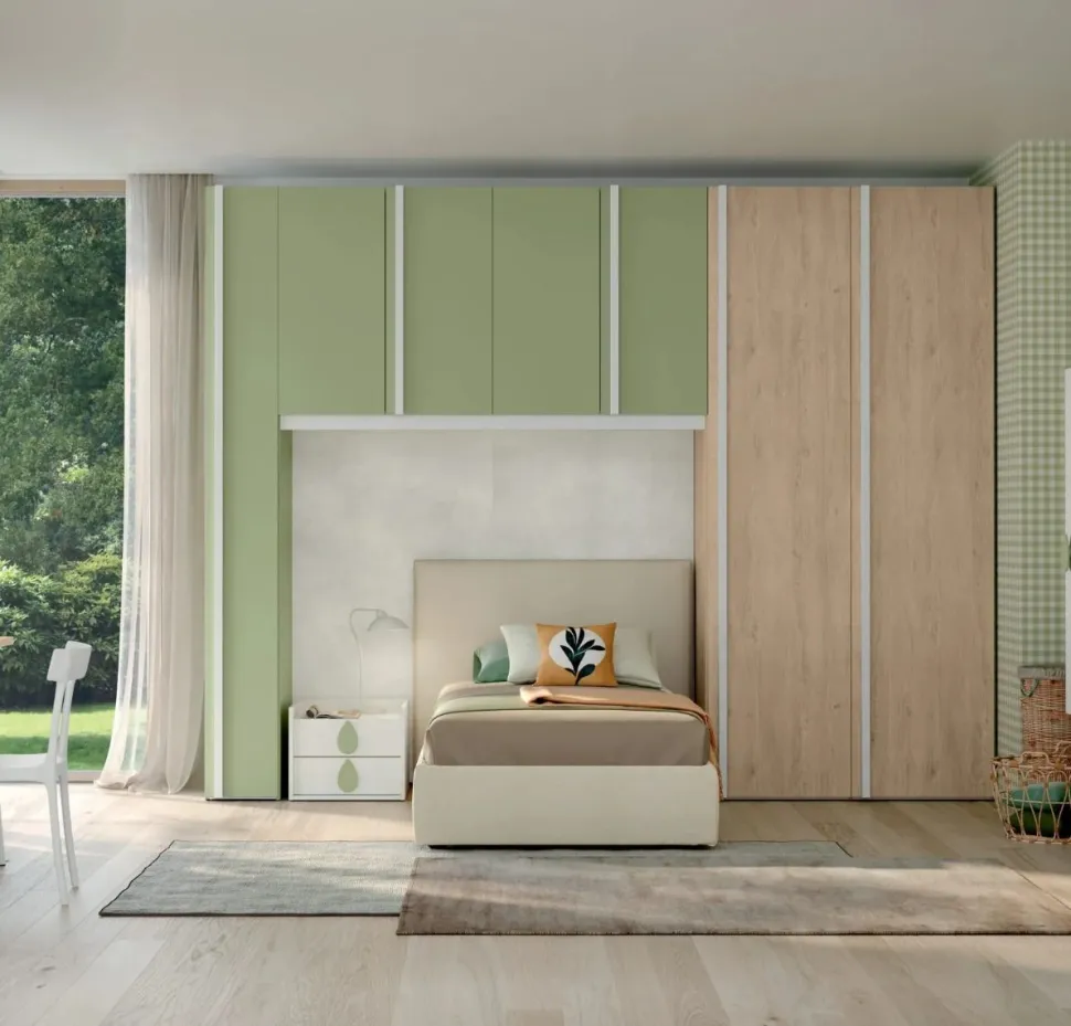 Armadio a ponte 7 ante battenti con maniglia a tutta altezza Claudia linea Volo disponibile in 15 colori