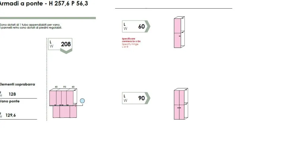 Armadio a ponte 7 ante battenti Magic linea Volo disponibile in vari colori