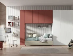 Armadio a Ponte 7 ante con maniglie a gola e libreria disponibile in 2 misure e vari colori