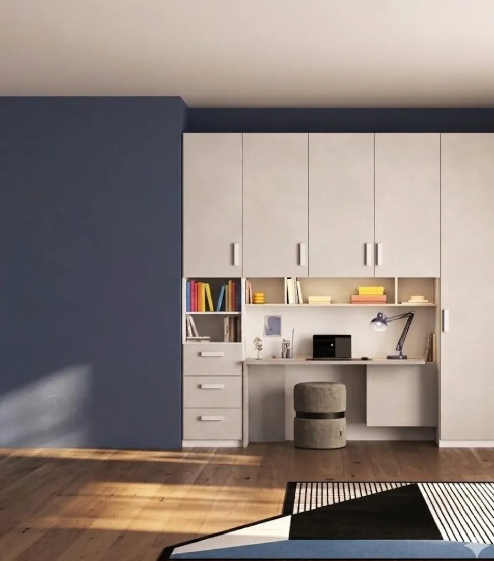 Armadio a Ponte 5 Ante e 3 Cassetti, L 245 cm disponibile in 4 colori