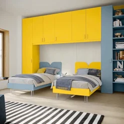 Armadio a ponte con ante battenti e libreria linea Volo disponibile in vari colori