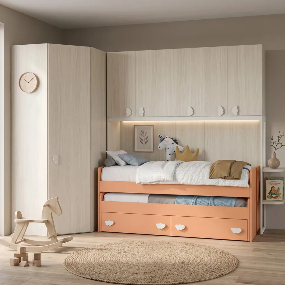 Armadio a ponte con Cabina Angolare salvaspazio personalizzabile in 15 colorazioni