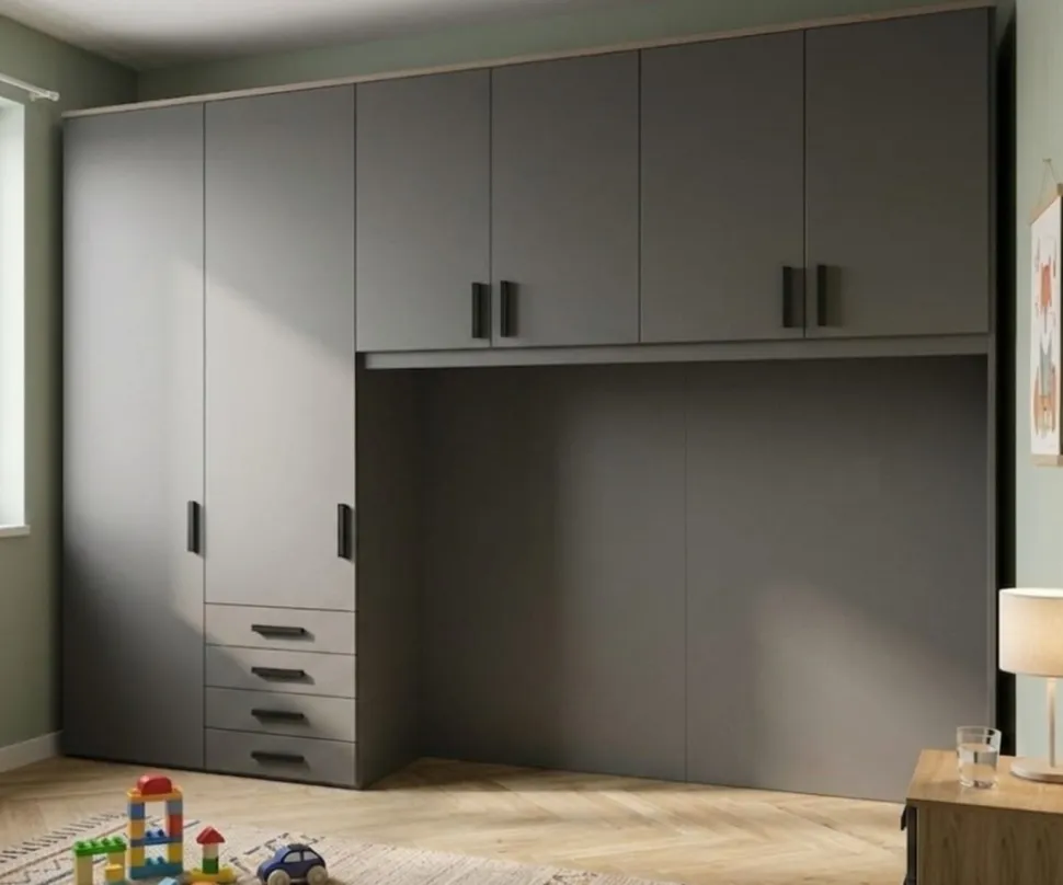 Armadio a Ponte L 300 cm con 6 ante e 4 cassetti Colori Personalizzabili