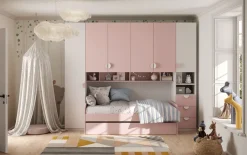 Armadio a ponte moderno Bianco Opaco e Rosa L 294