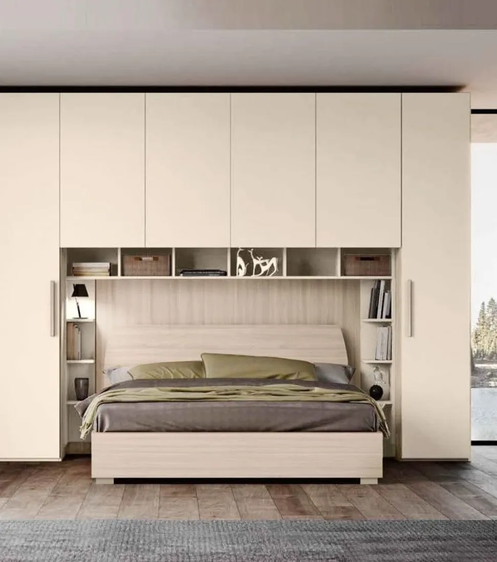 Armadio a ponte moderno con ante battenti L 319,6 Rovere e Grigio e maniglie in MDF disponibile in 2 misure e vari colori